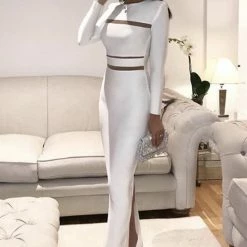 Jessica Bara Corrine Long Sleeve Cut Out Maxi Dress