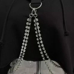 Jessica Bara Jagger Rhinestone Chain Sweatshirt Influencer Style