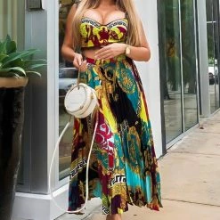 Jessica Bara Jasmina Crop Top And Pleated Skirt Two Piece Set Influencer Style