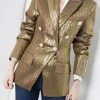 Reve Doll Essentials Jessica Bara Donatella Metallic Gold Button Blazer