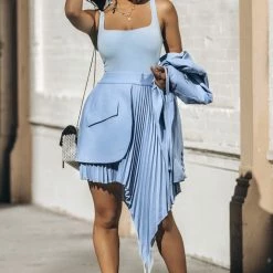 Jessica Bara Amanda Blazer And Irregular Skirt Two Piece Set Influencer Style