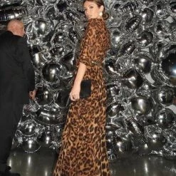 Influencer Style Jessica Bara Leona Leopard Long Sleeve Chiffon Playsuit