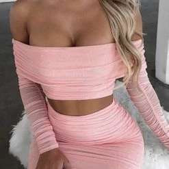 Influencer Style Jessica Bara Carli Crop Top And Skirt Two Piece Set