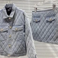 The Denim Destination Jessica Bara Dalton Denim Bomber And Skirt Two Piece Set