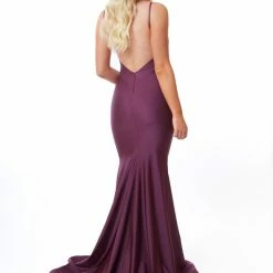 Atria Open Back Deep V Gown Dresses