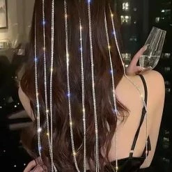 Birthday Suit Jessica Bara Tati Rhinestone Tassel Fringe Hair Clips