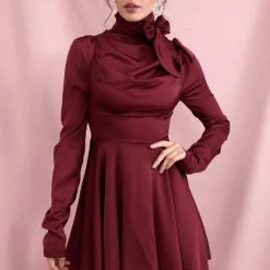 Jessica Bara Kimberlie Long Sleeve High Neck Mini Dress Summer Lovin'