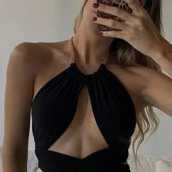 Jessica Bara Cheyenne Chain Strappy Halter Top