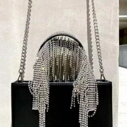 Jessica Bara Alden Leather Diamond Fringe Purse