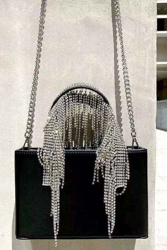Jessica Bara Alden Leather Diamond Fringe Purse