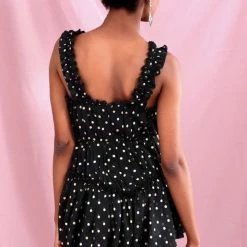 Jessica Bara Nicolina Polka Dot Ruffle Romper