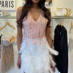 Jessica Bara Madison Rhinestone Feather Mini Dress The Event Shop