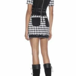 Jessica Bara Natalie Houndstooth Denim Mini Dress