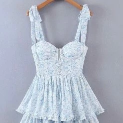 Jessica Bara Meadow Floral Ruffle Mini Dress