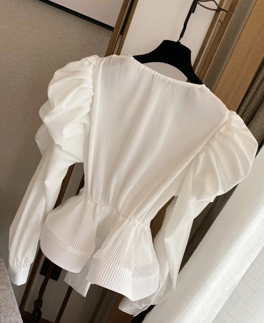 Jessica Bara Esma Puff Sleeve Belted Wrap Top Reve Doll Essentials