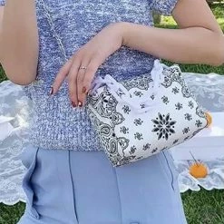 Jessica Bara Illiana Bandana Print Chain Link Purse