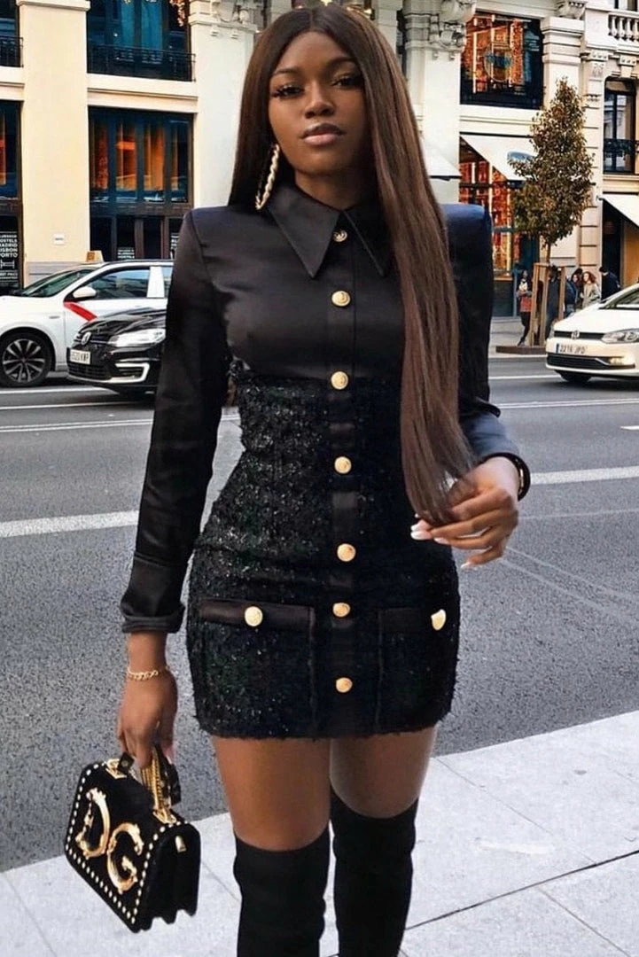 Influencer Style Jessica Bara Leighton Collar Tweed And Satin Mini Dress