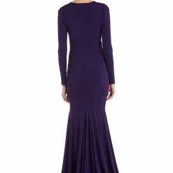 Jessica Bara Selene Long Sleeve V Neck Draped Gown The Event Shop