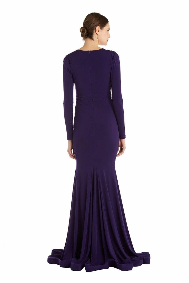 Jessica Bara Selene Long Sleeve V Neck Draped Gown The Event Shop
