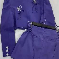 Jessica Bara Steph Crystal Heart Blazer And Skort Two Piece Set