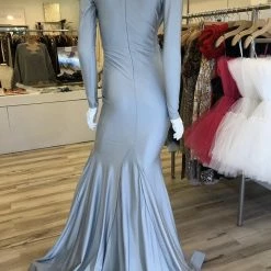 Jessica Bara Selene Long Sleeve V Neck Draped Gown The Event Shop