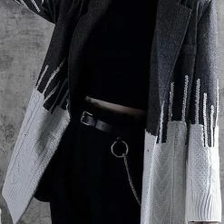 Jessica Bara Reina Patchwork Knit Oversized Blazer