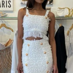 Jessica Bara Kamala Gold Button Fringe Skirt Reve Doll Essentials