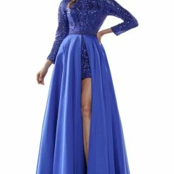 Colors Dress Long Sleeve Sequin Two Piece Gown The Event Shop