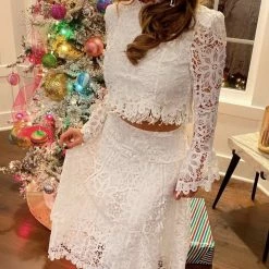 Jessica Bara Marla Lace Top And Skirt Two Piece Set Influencer Style