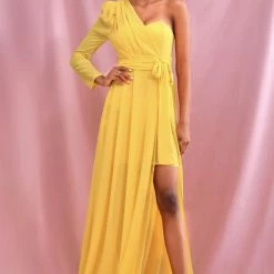 Jessica Bara Adrianna One Shoulder Belted Maxi Dress Summer Lovin'