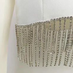 Influencer Style Jessica Bara Karter Fringe Blazer And Skirt Two Piece Set