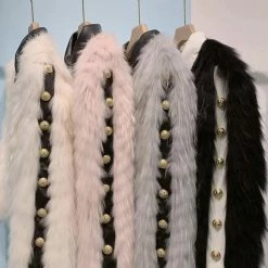 Jessica Bara Fallon Leather And Fur Gold Button Coat