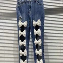 Jessica Bara Kiera Bowknot Cut Out Denim Jeans The Denim Destination