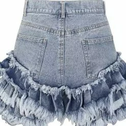 Reve Doll Essentials Jessica Bara Callipoe High Waisted Ruffle Denim Shorts