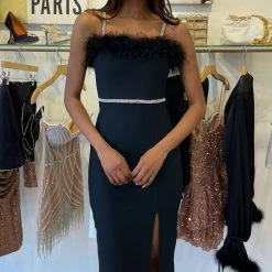 Jessica Bara Naomi Crystal Feather Bodycon Midi Dress The Event Shop