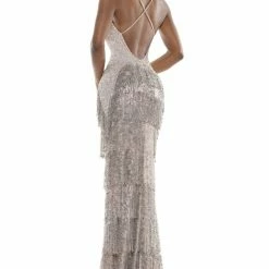 Colors Dress Backless Fringe Sequin Gown The Event Shop
