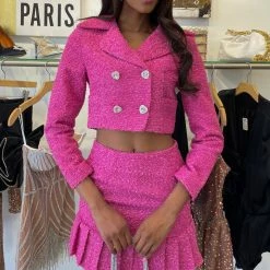 Jessica Bara Lainey Tweed Blazer And Pleated Skirt Two Piece Set The 9-5 Shop