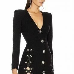 ReveBoutique Jessica Bara Tamari Long Sleeve Lace Up Mini Dress