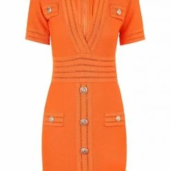 Jessica Bara Coco Short Sleeve Button Mini Dress Influencer Style