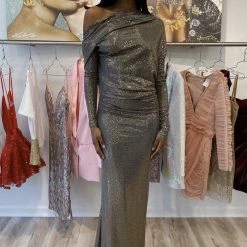 Influencer Style Jessica Bara Amanie Long Sleeve 3 Way Glitter Gown