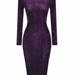 Jessica Bara Libra Long Sleeve Leopard Midi Dress