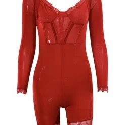Jessica Bara Kellan Long Sleeve Lace Romper