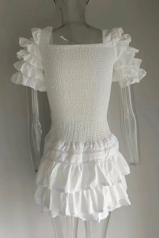 Influencer Style Jessica Bara Cooper Short Sleeve Ruffle Mini Dress