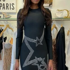Dresses Jessica Bara Elowen Long Sleeve Star Studded Dress
