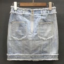Jessica Bara Harlem High Waisted Distressed Denim Mini Skirt Reve Doll Essentials