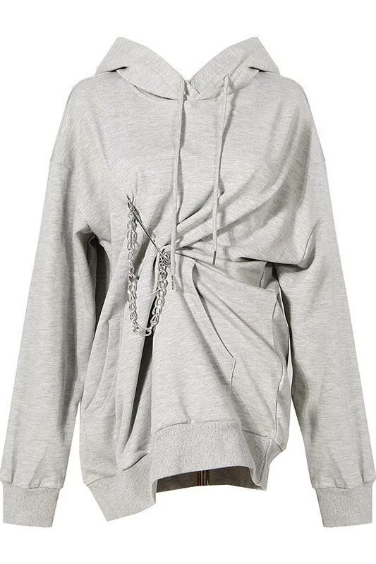 Jessica Bara Mikayla Oversized Pinned Chain Sweatshirt
