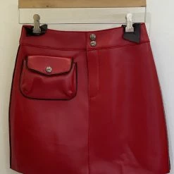 Jessica Bara Corinne Leather Zipper Pocket Mini Skirt