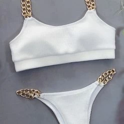 Jessica Bara Romy Metal Chain High Waisted Bikini Set Poolside Essentials