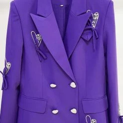 Jessica Bara Skyler Double Breasted Crystal Heart Blazer Birthday Suit