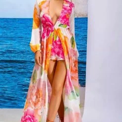 Summer Lovin' Jessica Bara Joanie Floral Long Sleeve Maxi Romper